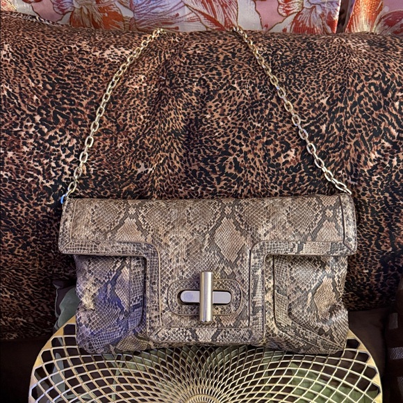 Christian Siriano Python Pattern Shoulder Bag with Gold...